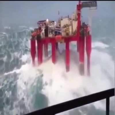 Deep sea oil rig in a storm