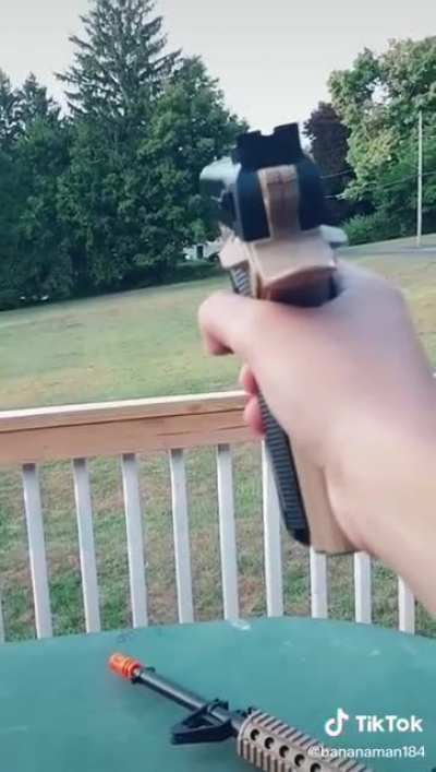 Powerful airsoft pistol+kid=Expected.
