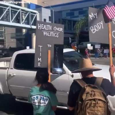 Anti-vaxxers protesting at the Children’s Hospital in Orange County...Seems healthy.