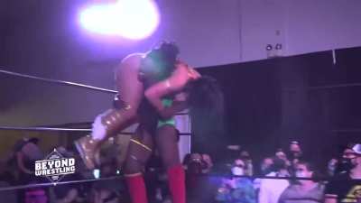Megan Bayne fireman carried by Trish Adora