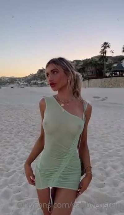 Gabby is at the beach