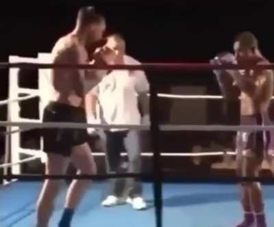 Flying Kick Knockout. Dude went down like a sack of potatoes