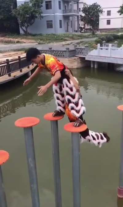 Dragon dance training.