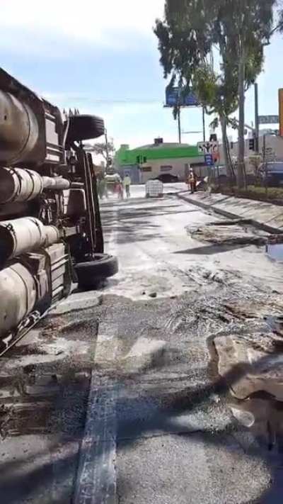 Rock stuck in man’s tire