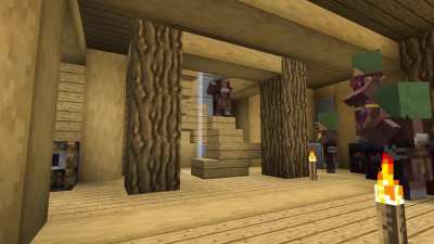 Addicted to upgrading Villages in Minecraft, and messing with Villager mechanics. Here’s a functioning Apartment building I made in my Survival world