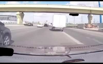 Russia: Car rearenders truck