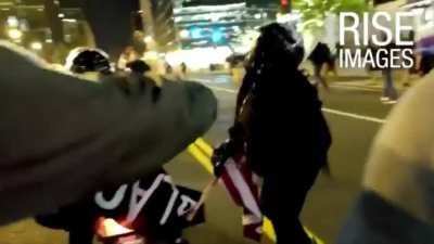 Antifa/BLM protester armed with knife gets knocked out after man tries to retrieve his stolen flag - Washington, DC 14th November