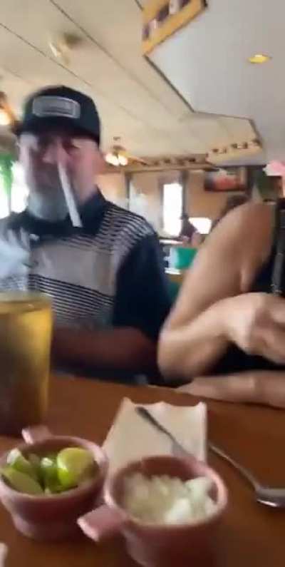 Dad got hit in the nostril by a Straw