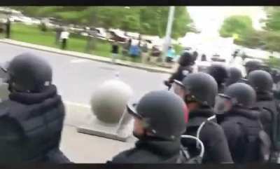 Police push elderly down and crack his skull.