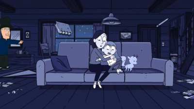 Mr Pewterschmidt rearranges Hilda's furniture