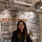 In her kitchen