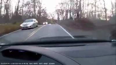 He barely got to that tree in time.