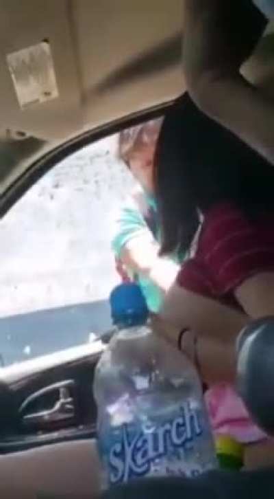 Girl in car let's passing stranger touch her