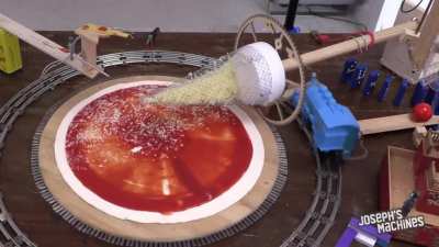 Máquina automatizada de pizza Rube Goldberg