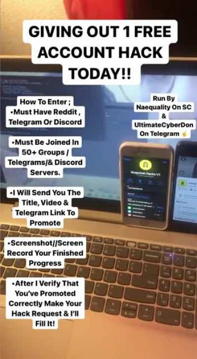 We’re offering a free hack today for promotion of our ad across Reddit , Telegram, & discord! Hit “naeq<wbr>ualit<wbr>y” on Snapchat or Ultim<wbr>ateCy<wbr>berVe<wbr>ndor on Telegram for instructions!!