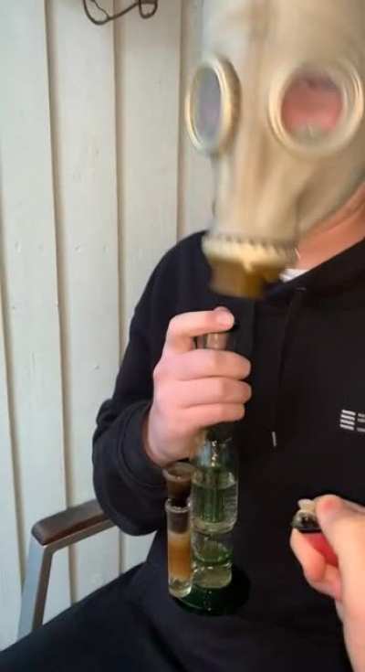 New purpose for this WW2-style gas mask, my friend bought a few years ago