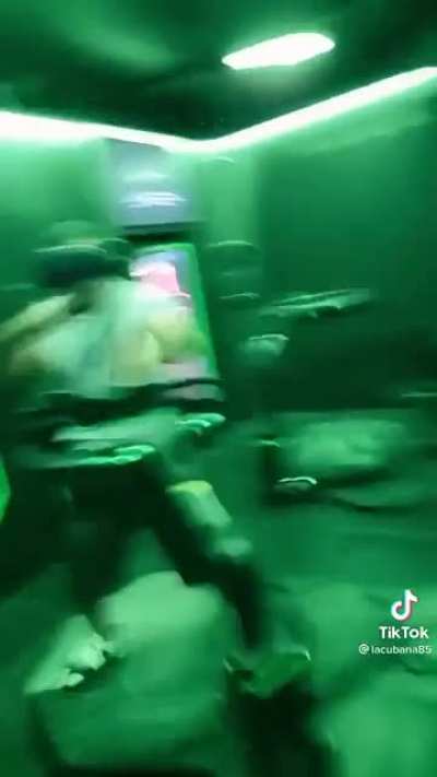 These guys are fully immersed in their virtual reality experience