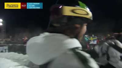 This skier buttering over a knuckle and redefining gravity