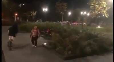 Russian Karen versus a guy filming some kids on bicycles