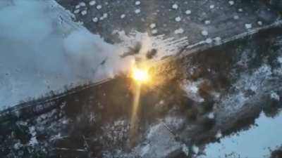Destruction of Russian TOS-1 vehicle by Ukraine Forces near Vuhledar