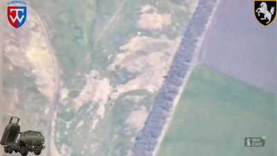 A Ukrainian drone operator spots Russian Lancet / Zala launch & control equipment. The site is later attacked by a missile fired from a M142 HIMARS.