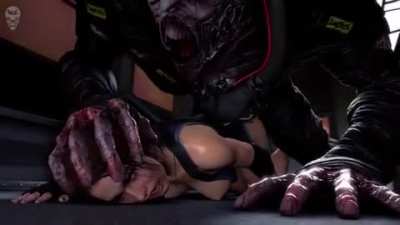 Jill and Nemesis in a tight corridor (HVL)