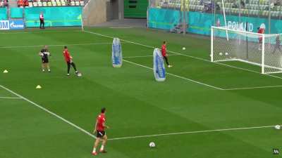 Robert Lewandowski smashes a phone belonging to a social media's person during the training session