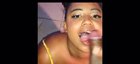 She spit on the dick while he beat it and gives her facial