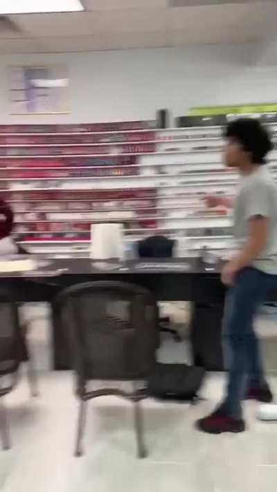 Customer who wants his money back smashes furniture in Chicago nail salon.