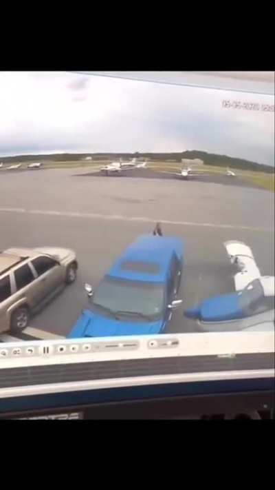 Idiot ouside of plane