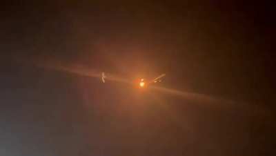 UA POV: What is claimed to be a Russian A-50 shooting out flares before being hit