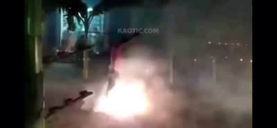 Playing and standing in active fireworks.