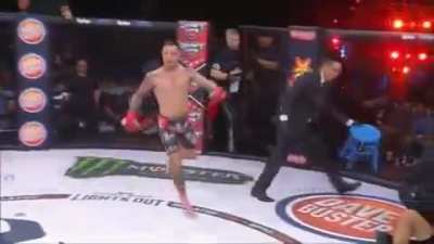 (Professional) Fighter recognizes his opponent is unconscious before the ref and refuses to ground and pound him.