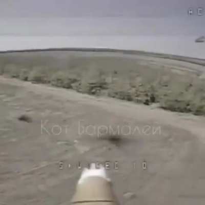 Russian FPV drone hitting multiple ukrainian vehicles in the zone of SMO