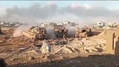 IDF SPG firing in direct fire mode in northern Gaza
