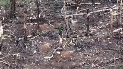 Three Russian soldiers killed by precise strikes of FPV kamikaze drones of the Ukrainian 82nd Airborne Brigade in Novoprokopivka - Verbove axis