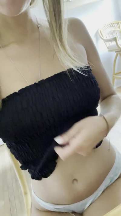 My first titty drop ~ how did I do? Innocent brunette 34C likes to show off :)