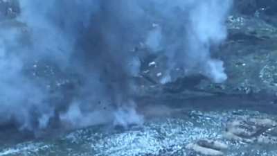 Ukrainian drone tracks Russian unit to their position and destroys it with artillery