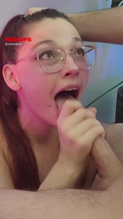 Getting it pushed in her throat as he cums