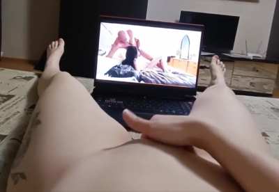...POV rubbing pussy until orgasm while watching porn