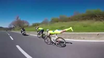 Using aerodynamics for his advantage.