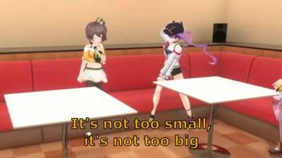 Matsuri appreciating Towa's chest