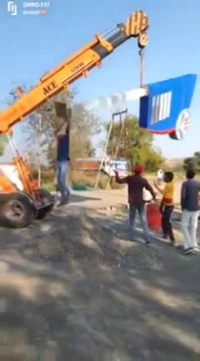 Removal of gas station pole