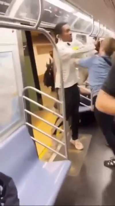 Lady Gets hit by two guys After She Put Her Hands On Them Because They Tried To Sit Next To Her!