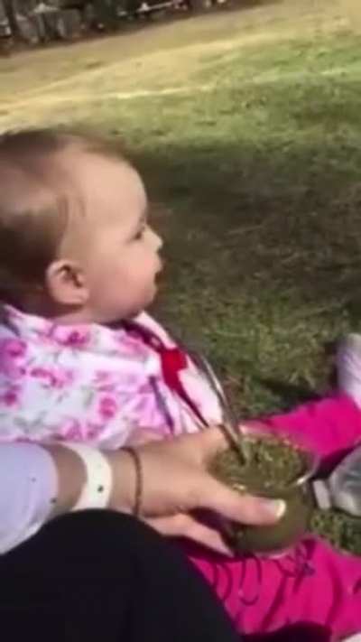 baby tries herbal tea