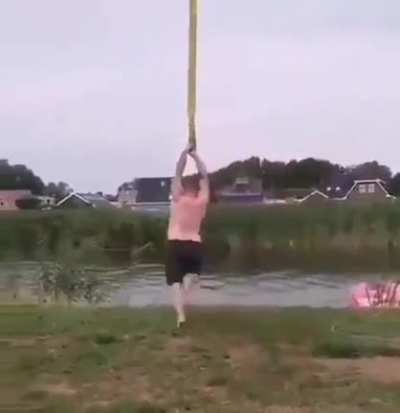 men swinging off a crane into the water (apologies if this has already been posted!)