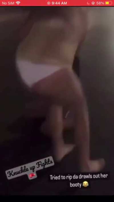 Girl gets dominated, then wedgied during street 