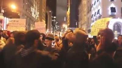 People chant “New York hates you” in front of trump tower