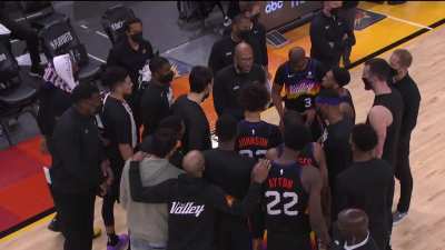 [Highlight] Monty Williams to his team in the huddle: “This is our freaking moment early in the playoffs. I’m not trying to get to July and say I wish we would’ve did whatever. It’s freaking right now. You guys are built for this.”