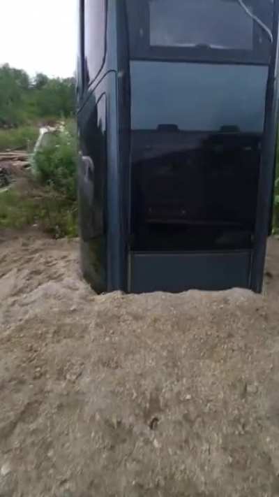 A car stuck in the ground